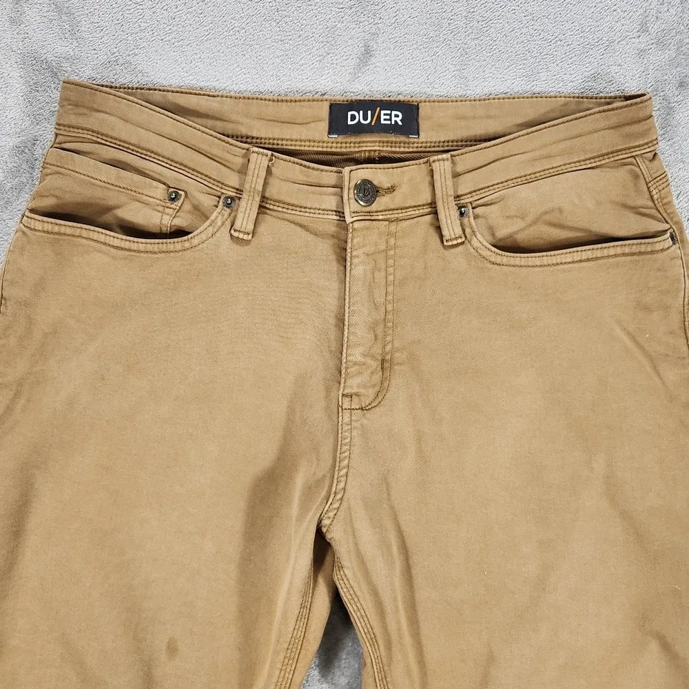 DU/ER‎ Jeans Mens 34x30 Beige N2X Relaxed Taper Stretch 5 Pocket Pants Casual